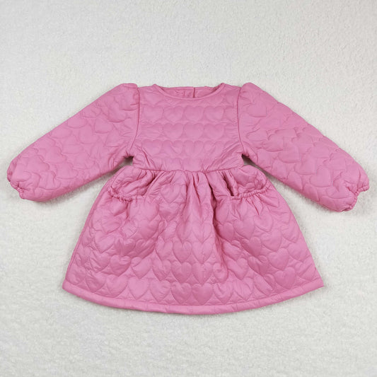 GLD0269 Baby Girl Pink Long Sleeves Cotton-padded Jacket Dress