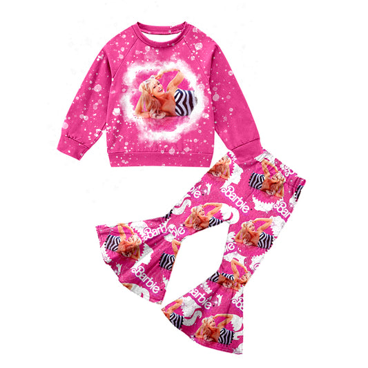 Baby Girl Pink Long Sleeves Doll Bell Pants Outfit Moq 5