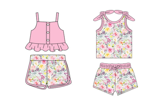 Baby Girl Pink Straps Flower Sibling Set ( Moq 5 Each Style ) 1.20