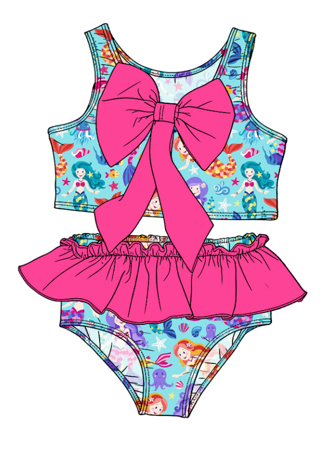 ( Moq 5 Each Style ) Sibling Baby Girls Kids Summer Tops Ruffle Shorts Bows Sets Swimsuits