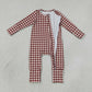 Baby Boys Kids Long Sleeves Brown Plaid Zipper Footie Sleeper Romper Clothes RTS