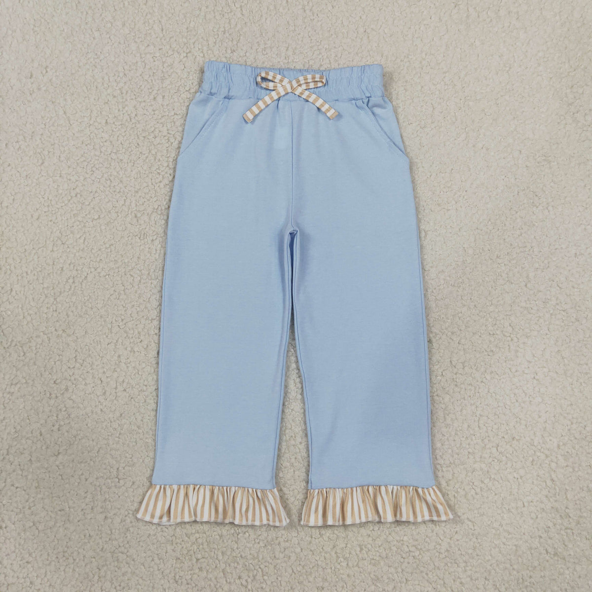 Baby Girls Kids Pockets Bows Cotton Pants Bottoms Blue Clothes RTS