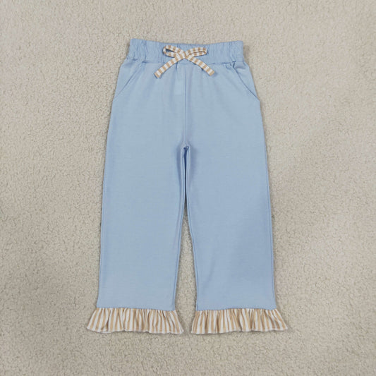 Baby Girls Kids Pockets Bows Cotton Pants Bottoms Blue Clothes RTS