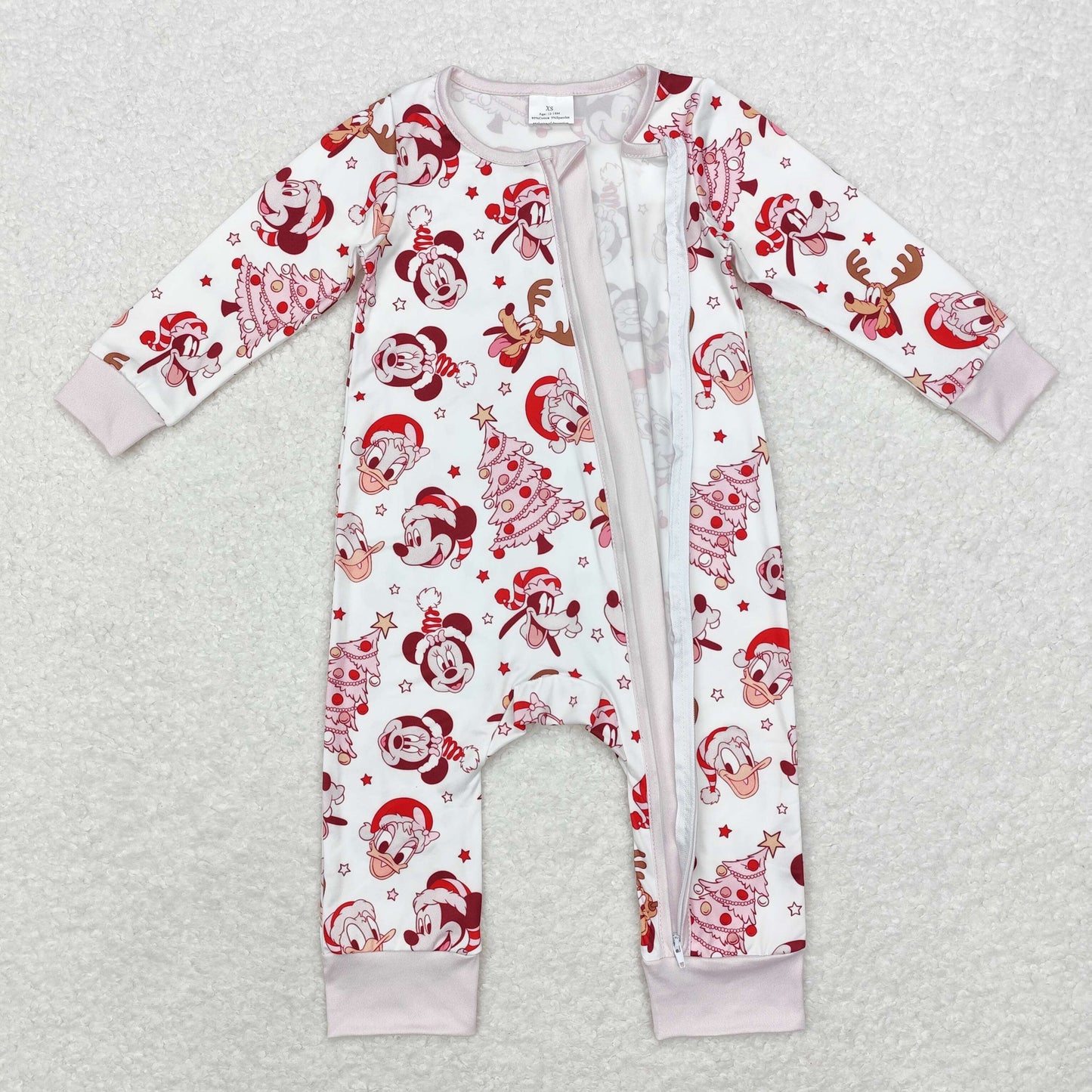 Baby Girl Long Sleeves Christmas Santa Candy Cane Romper