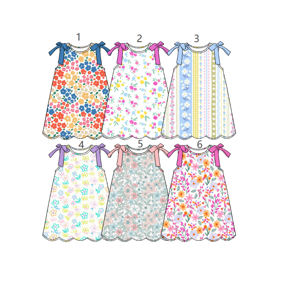 ( Moq 5 Each Style ) Sibling Baby Girls Kids Sleeveless Floral Summer Knee Length Dresses