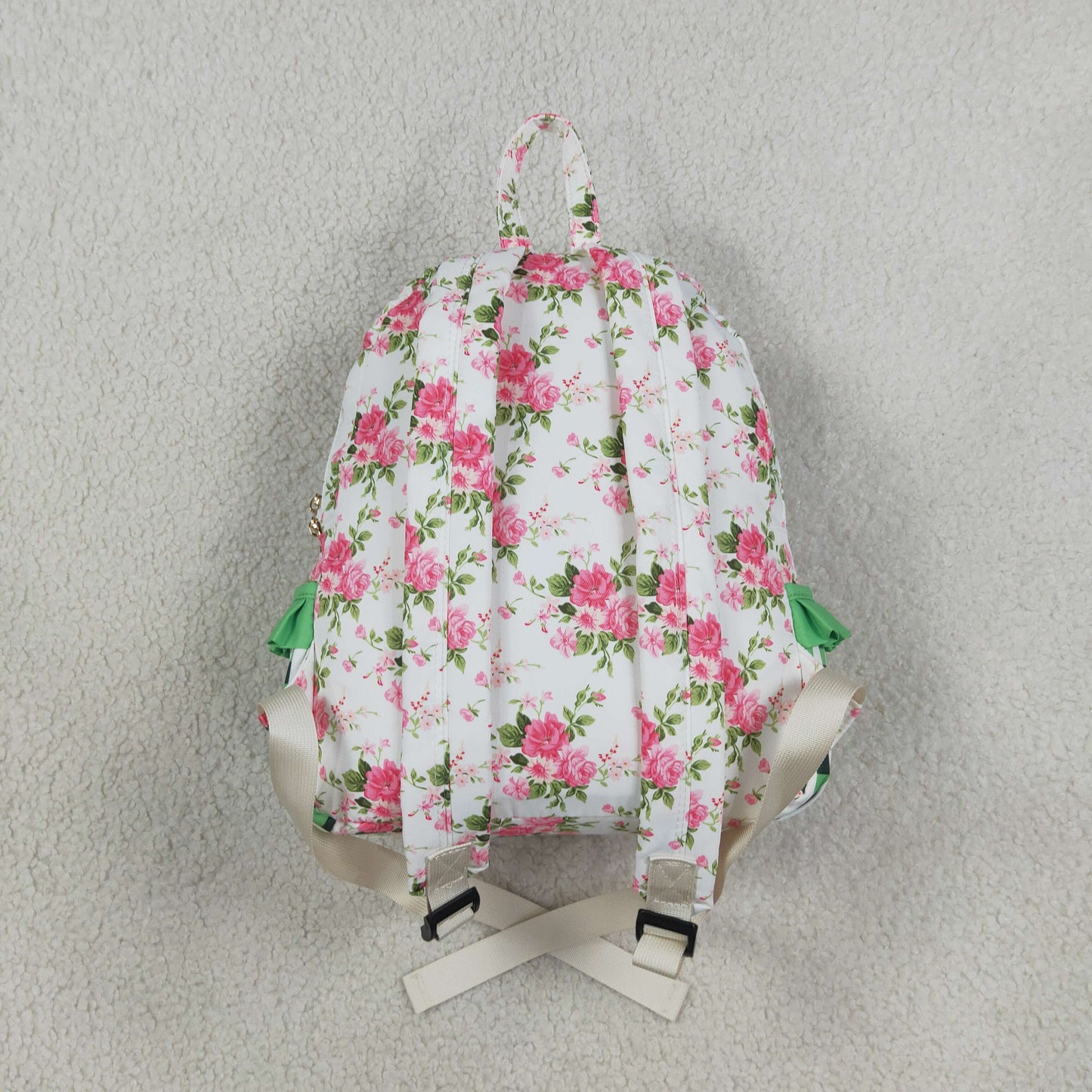 Baby Girls Kids Flower Green Plaid Ruffle Backpack Bags RTS