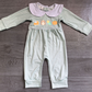( No moq ) Preorder Baby Boy Infant Embroidery turkey Pumpkin Plaid Romper Fall Clothes