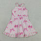 Baby Girl Straps Pink Bows Baseball Activity Wear Yoga Knee Length Dress RTS