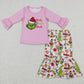 GLD0457 Baby Girl Christmas Face Long Sleeves Pink Dress