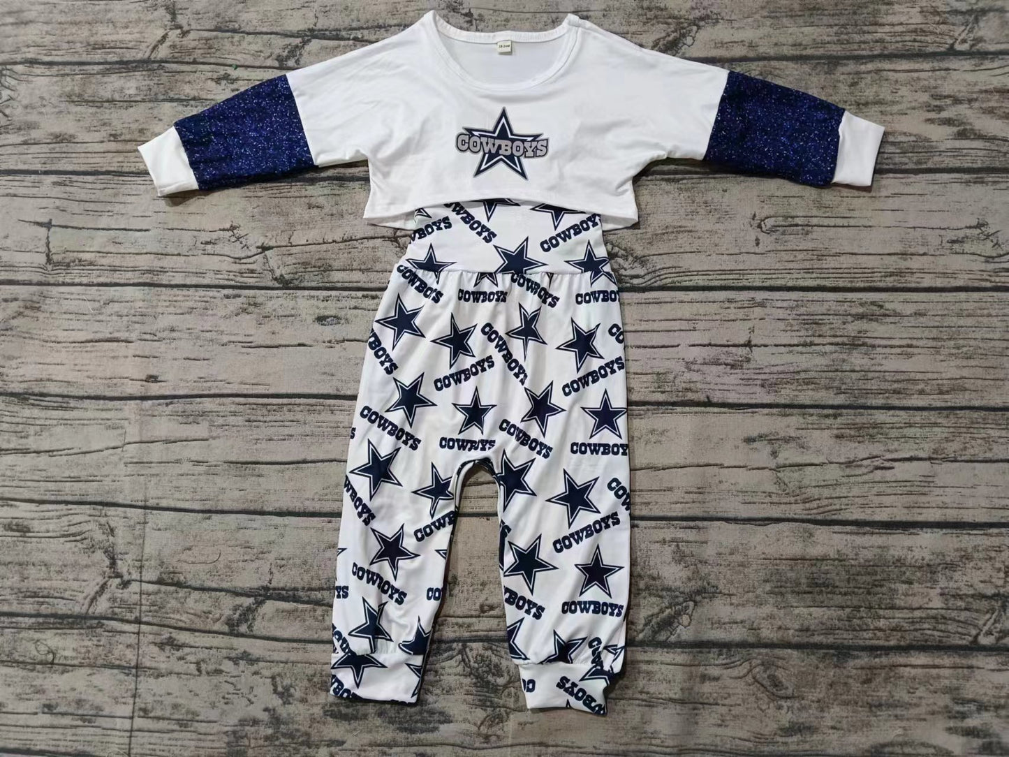 Baby Girl Long Sleeves Top Stars Jumpsuit 2pcs Team Set
