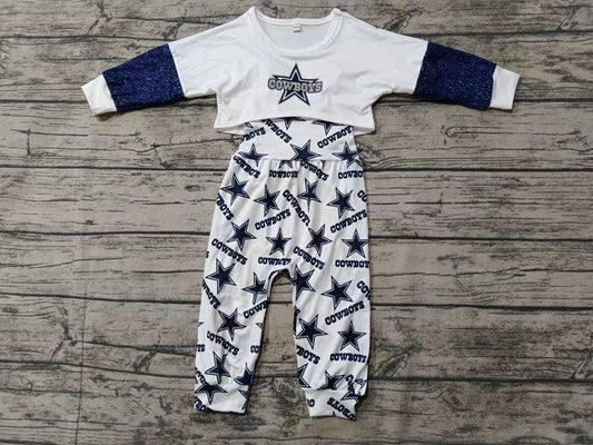 Baby Girl Long Sleeves Top Stars Jumpsuit 2pcs Team Set