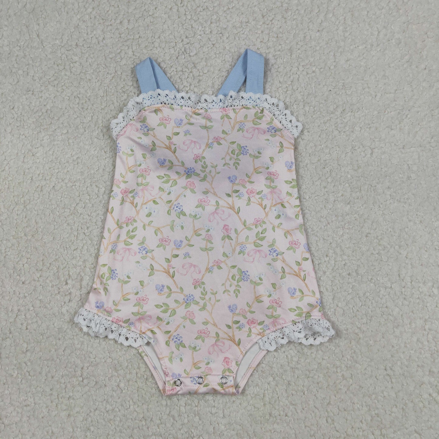 Baby Girls Infant Floral Bows Sleeveless Bubble Romper Summer Clothes RTS