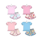 ( Moq 5 Each Style ) Baby Girl Short Sleeves Cotton Tops Flower Shorts Sibling Set 3.25