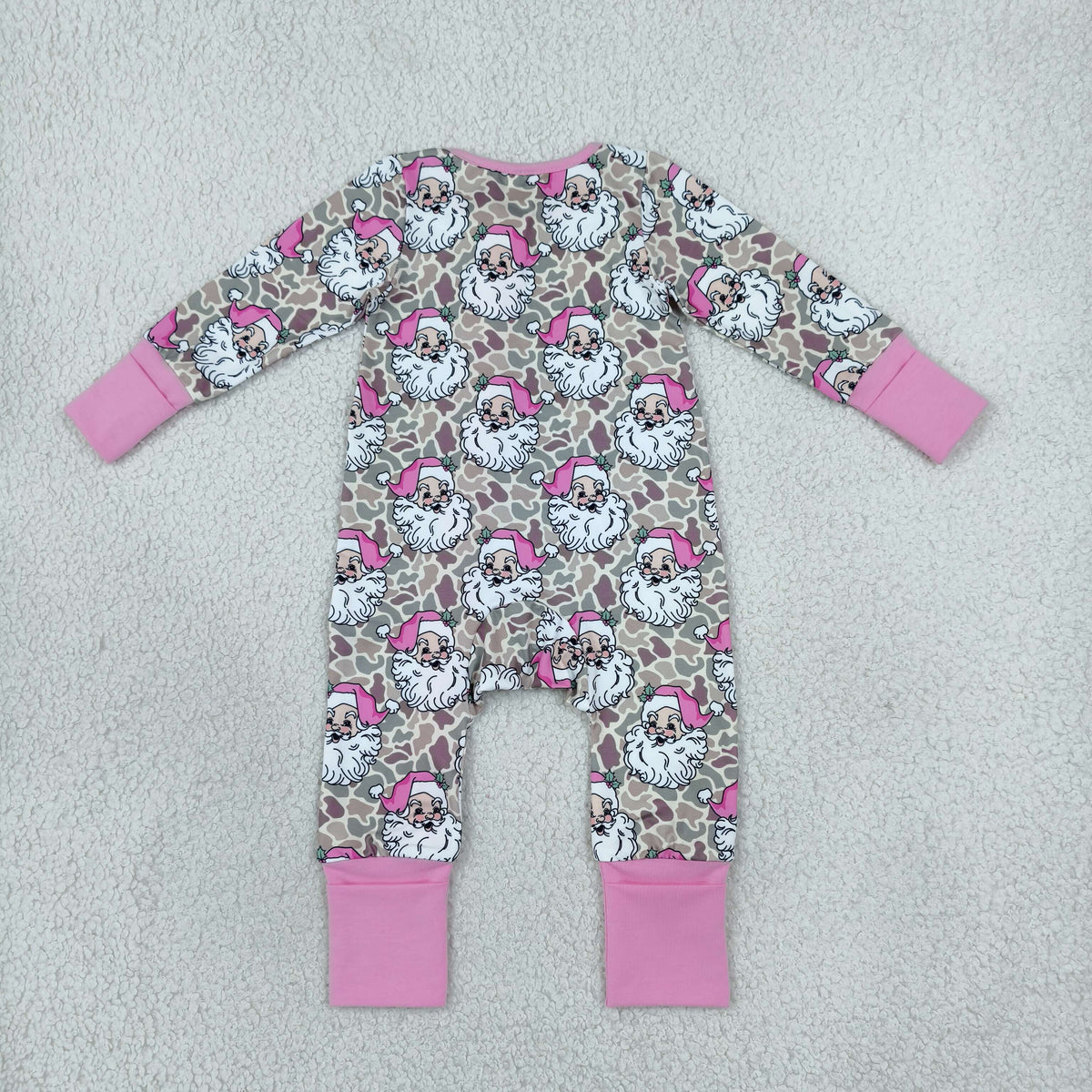Baby Girls Infant Long Sleeves Santa Christmas Zipper Footie Sleeper Romper Camo Clothes