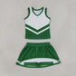 Baby Girls Kids Sleeveless Tops Skirt Shorts Green Set Yoga Team Clothes RTS