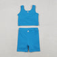 Baby Girl Sleeveless Blue Vest Tops Shorts Skirt Skort Yoga Active Set RTS