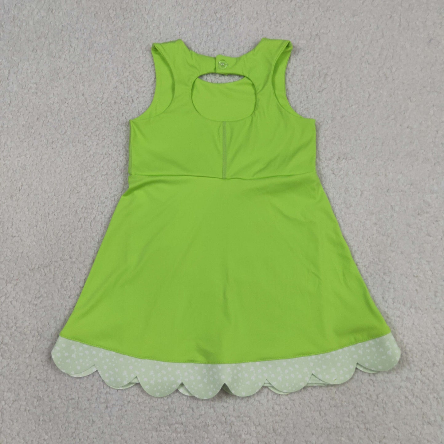 Baby Girls Sleeveless Bows Yoga Shorts Ruffle Knee Length Green Dress Scallop Clothes RTS