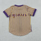 Baby Boy Kids Short Sleeves Purple Orange Stripes Tiger Shirt Team Tops RTS