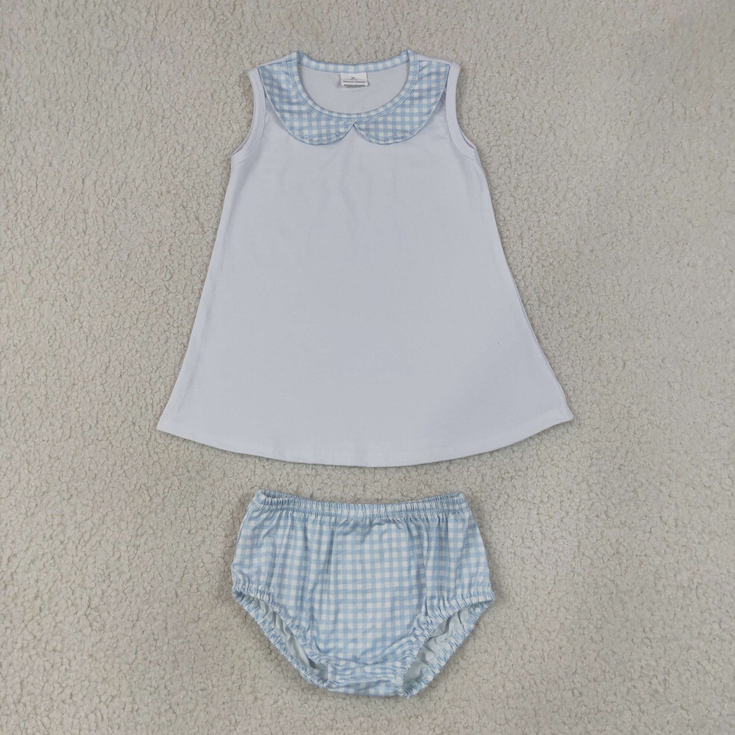 Baby Boys Kids Sleeveless Tops Blue Plaid Bummie Shorts Set Clothes RTS