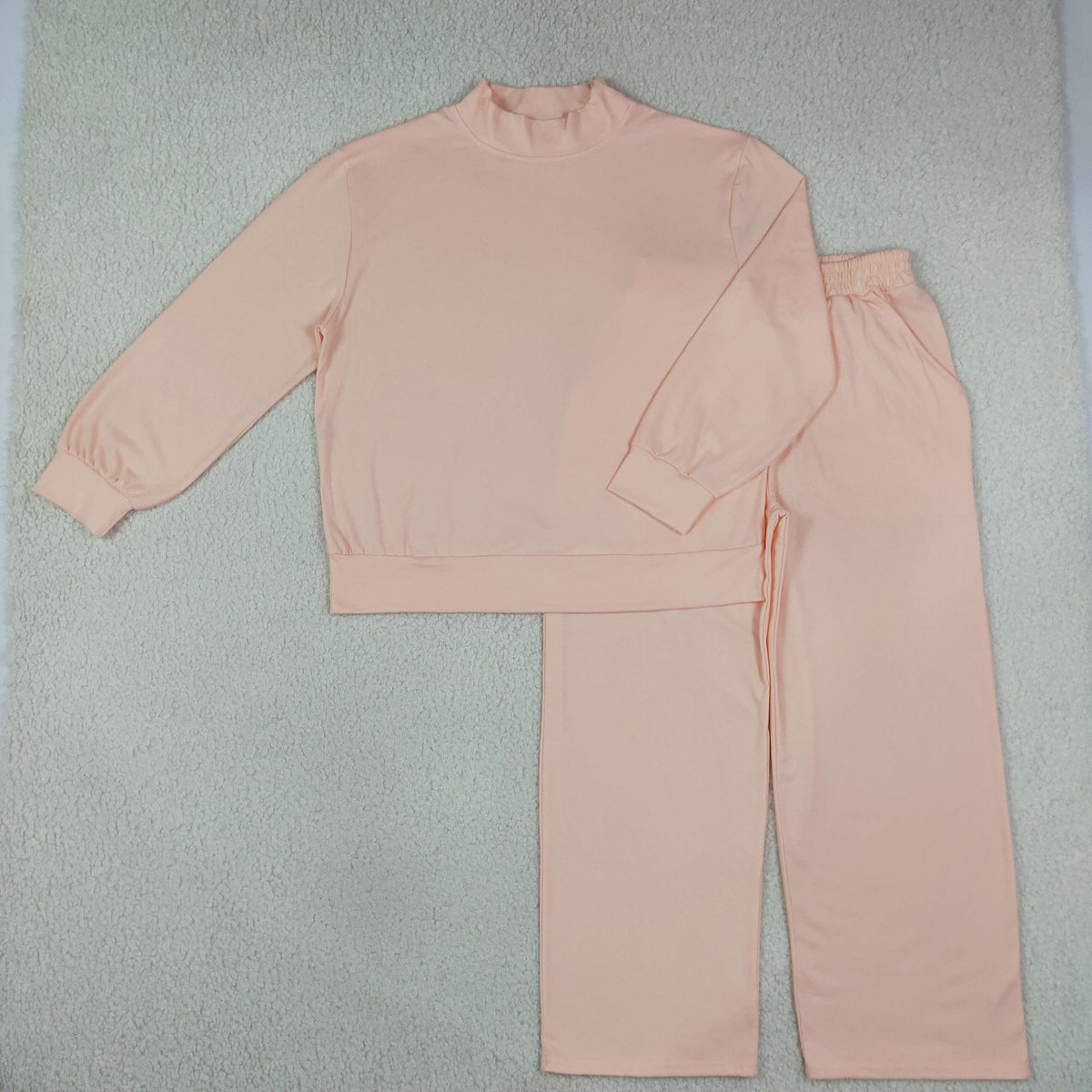 Adult Women Long Sleeves Pink Shirt Pockets Pants Cotton Set Clothes RTS