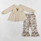 Baby Girl Long Sleeves Embroidery Deer Tunic Camo Pants Hunting Set