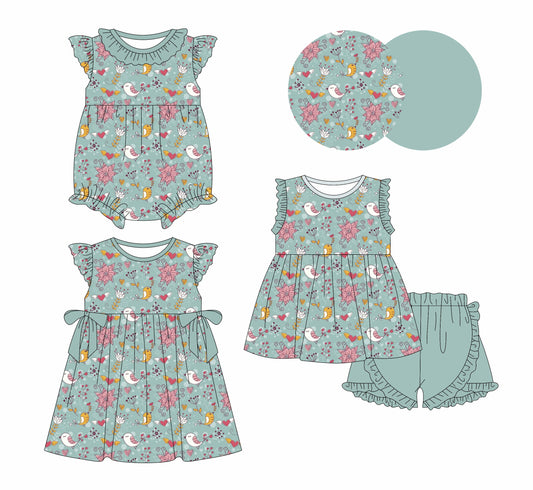Baby Girl Flower Birds Sibling Dress Romper Set ( Moq 5 Each Style ) 1.4