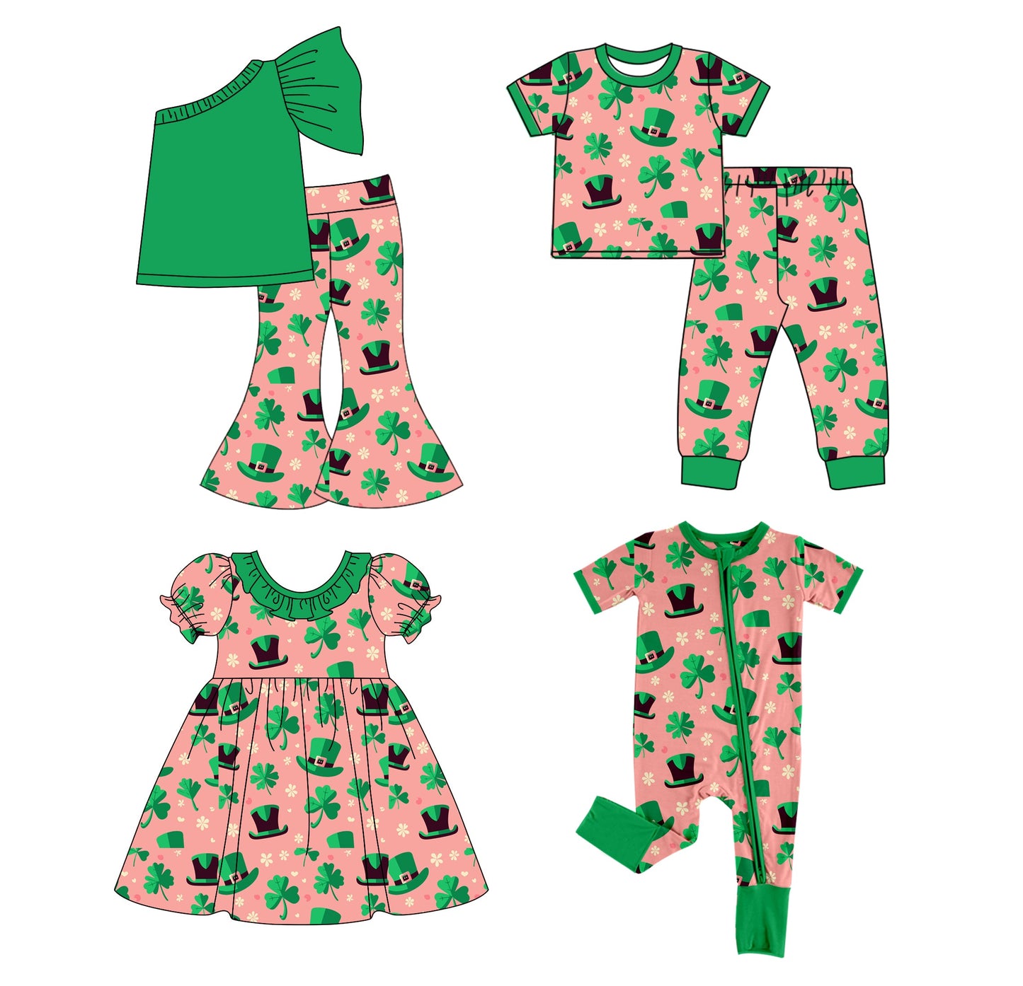 Baby Boy Girl St Patrick Sibling Romper Dress Set ( Moq 5 Each Design ) 12.10