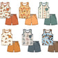 Baby Boy Sleeveless Western Horse Vest Shirt Sibling Set ( Moq 5 Each Style ) 2.27
