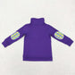 GT0412 Mardi Gras  Baby Girl Long Sleeves Dog Zipper Purple Shirt Tops