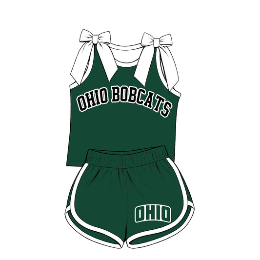 ( Moq 5 ) Baby Girls Kids Sleeveless Bows Shirt Shorts Team Set Clothes