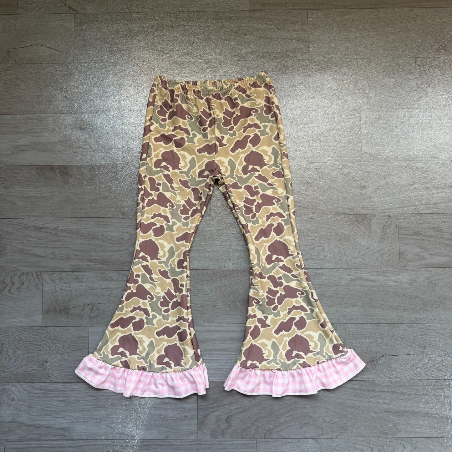 ( No moq ) Preorder Baby Girls Kids Plaid Bell Pants Bottoms Camo Clothes