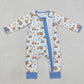 Baby Boy Infant Long Sleeves Valentine Tractors Hearts Zipper Romper
