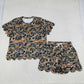 Sibling Baby Girls Adult Women Short Sleeves Brown Camo Shirts Shorts Scallop Sets Summer Clothes RTS