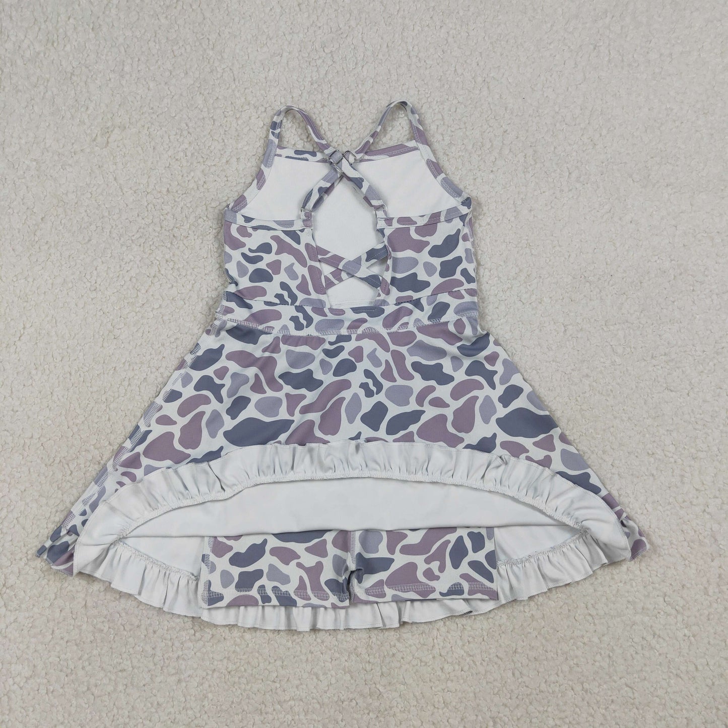 Sibling Baby Girl Kids Sleeveless Camo Knee Length Yoga Active Dresses RTS