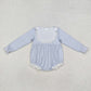 Baby Infant Girl Long Sleeves Blue Plaid Bubble Romper