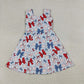 Baby Girls Toddler Baseball Bows Flags 4th of July Yoga Shorts Knee Length Dress Blue Clothes RTS