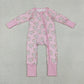 Sibling Baby Girls Kids Long Sleeves Donuts Hearts Valentines Pink Zipper Romper Pajamas Set RTS