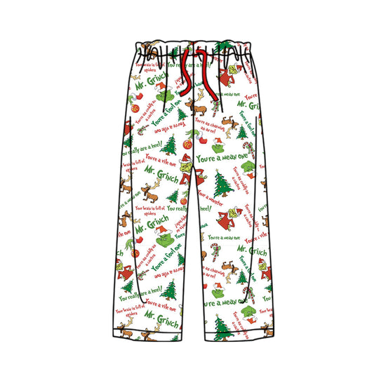 Adult Women Christmas Green Face Deer Bottoms Pants Pajamas