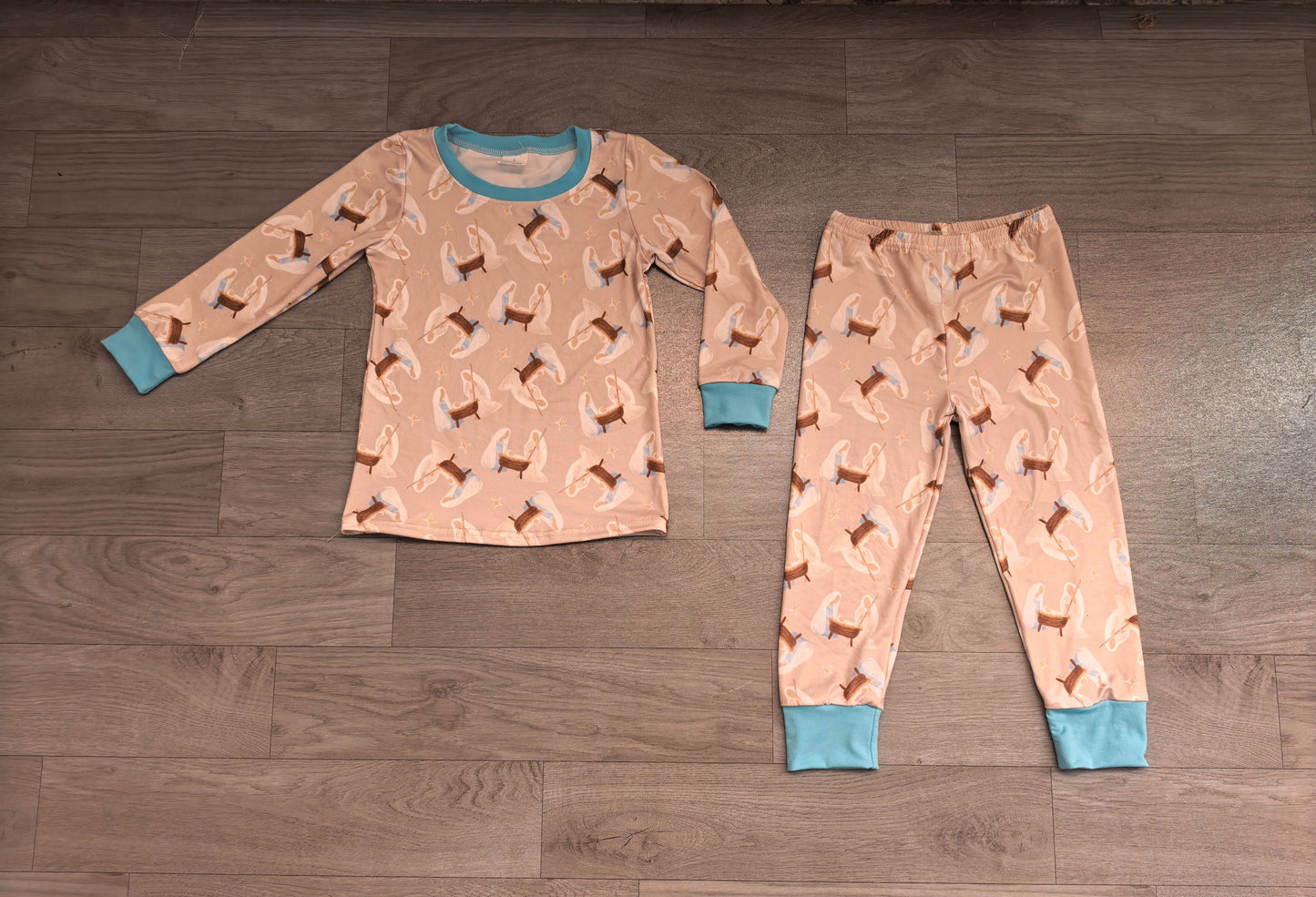 ( No moq ) Preorder Baby Boys Kids Long Sleeves Nativity Shirt Pants Set Pajamas Clothes