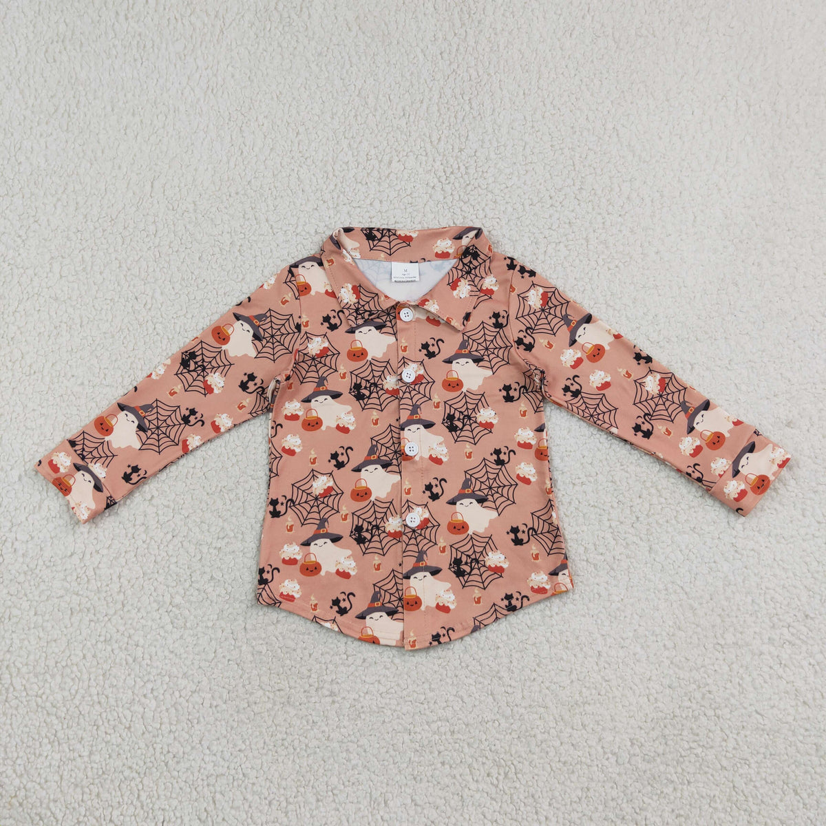 Baby Boys Kids Long Sleeves Ghosts Halloween Buttons Shirt Tops RTS