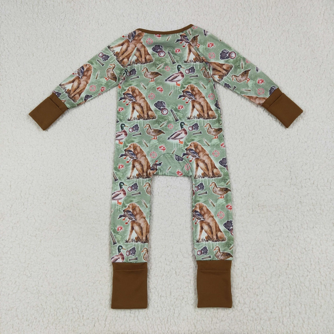Sibling Baby Boys Ducks Hunting Season Camo Southern Zipper Footie Rompers