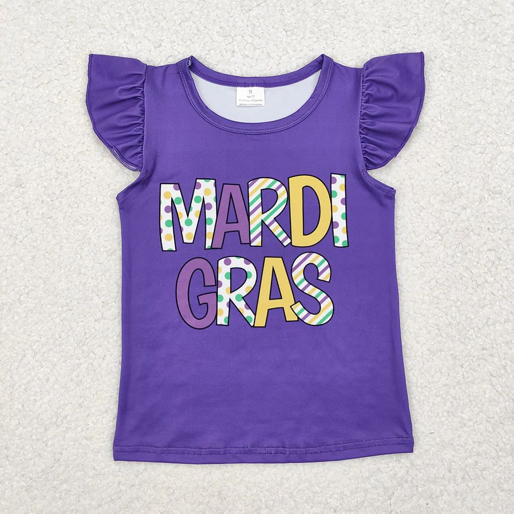 Baby Boy Girl Short Sleeves Mardi Gras Sibling Tee Shirt Tops