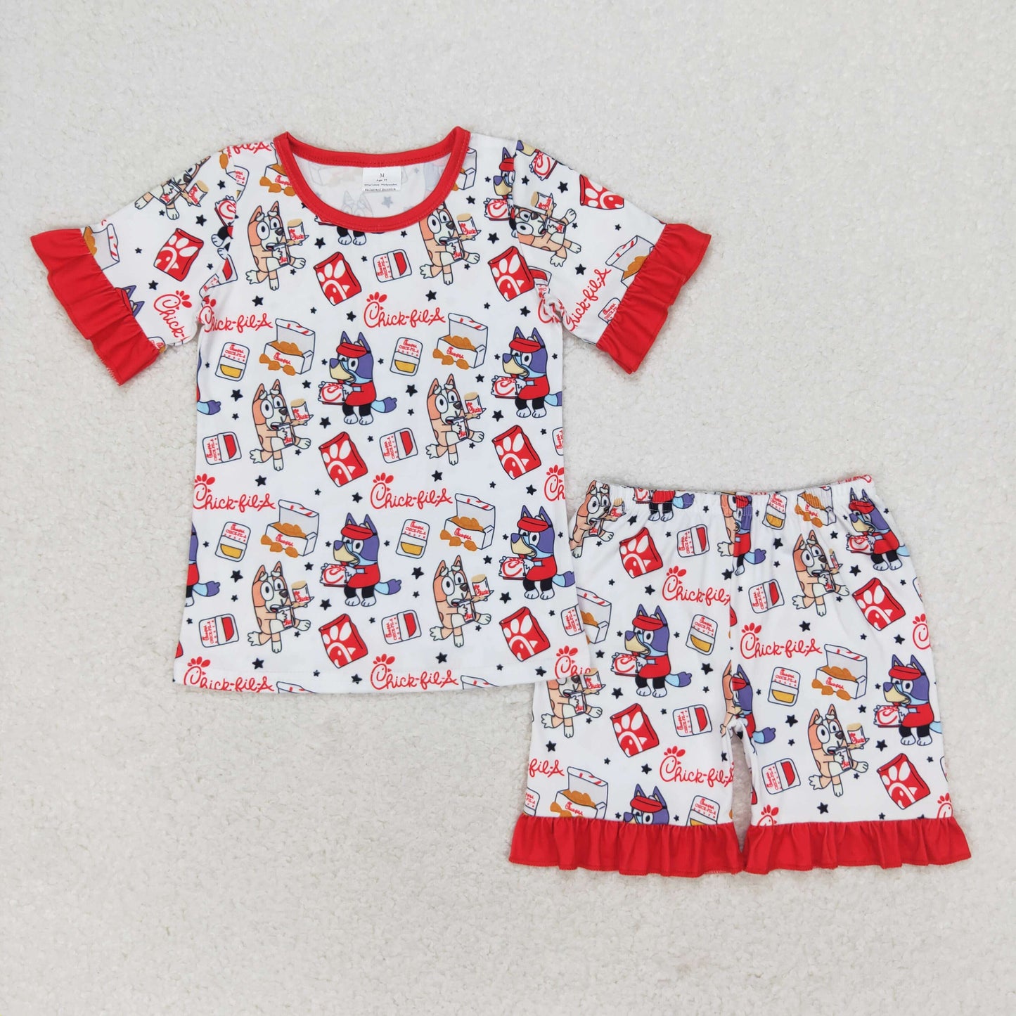 baby boy short sleeves chips dogs shirt shorts set pajamas