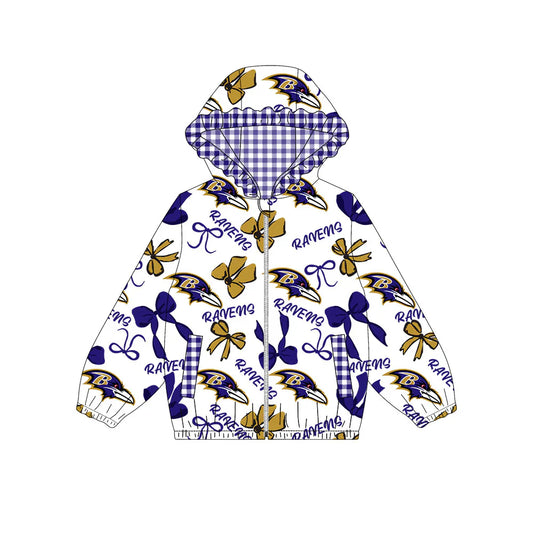 ( Moq 5 ) Baby Girls Kids Long Sleeves B Bows Cheer Pockets Hoodie Zipper Jacket Tops