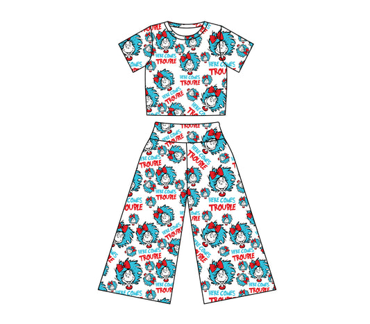 Baby Girl Toddler Short Sleeves Dr Reading Blue Shirt Pants Clothes Set Moq 5 (11.30)