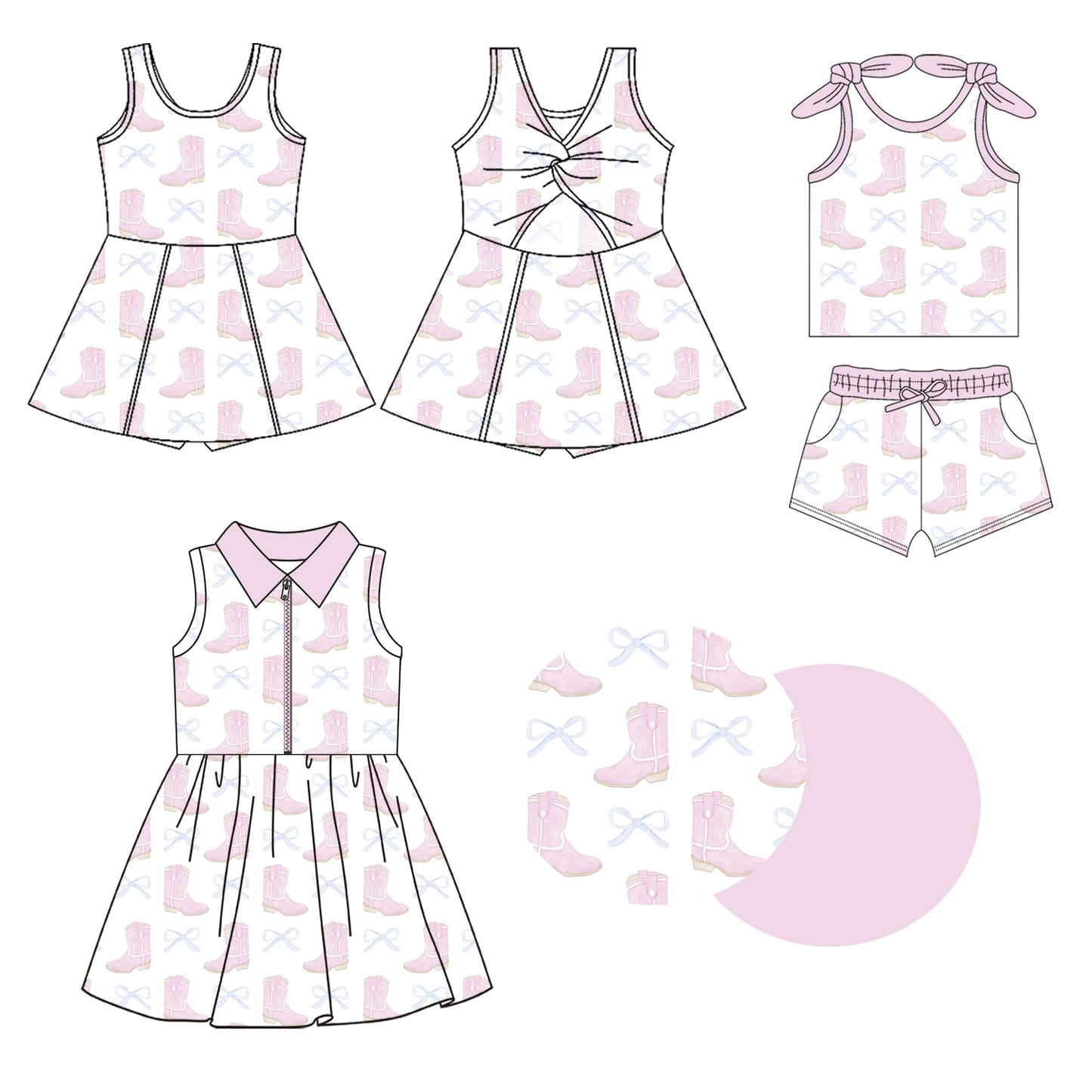 Baby Girl Bows Boots Sibling Dress Set ( Moq 5 Each Style ) 1.23