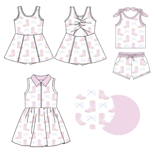 Baby Girl Bows Boots Sibling Dress Set ( Moq 5 Each Style ) 1.23