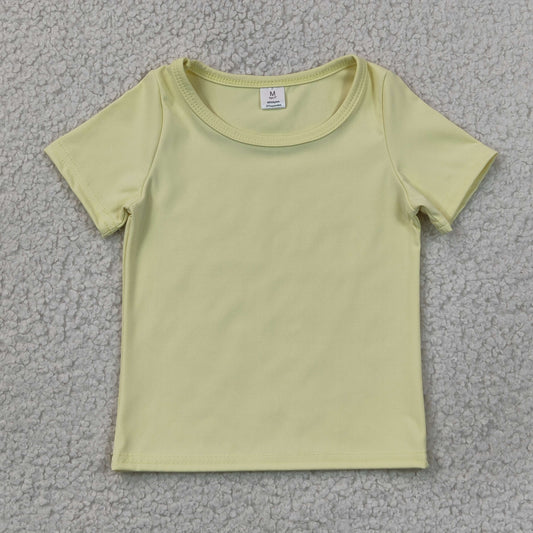 Baby Girls Kids Short Sleeves Yellow Shirt Yoga Active Tops Clothes RTS