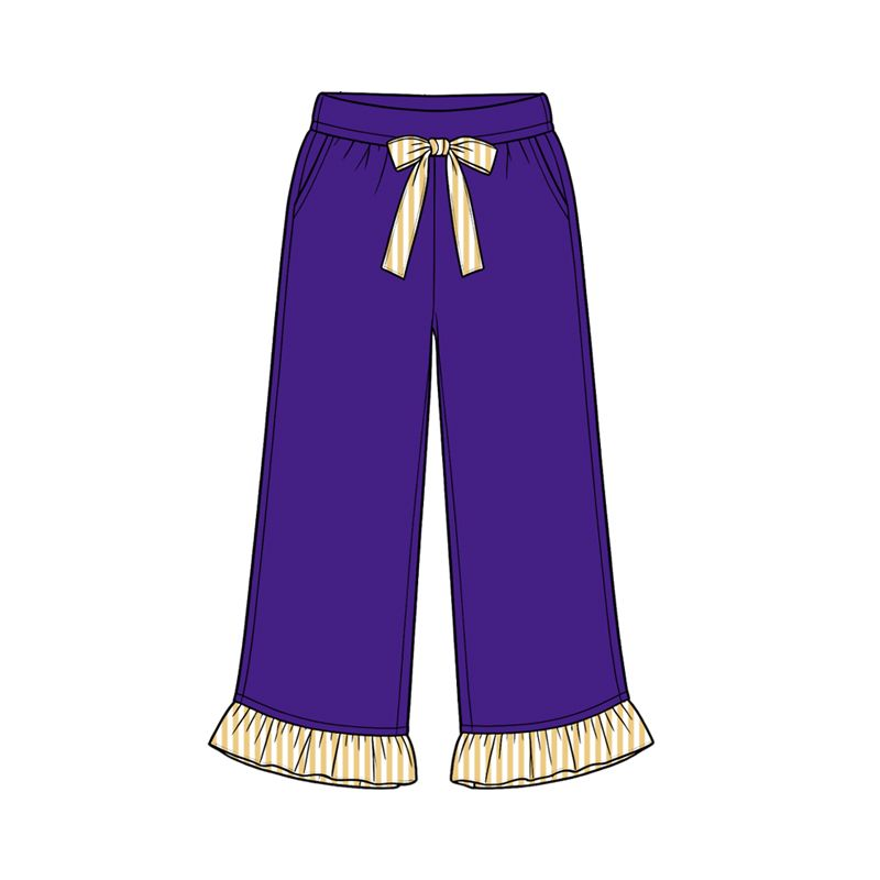 ( Moq 5 ) Baby Girls Kids Pockets Bows Pants Bottoms Purple Clothes