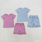 Sibling Baby Girls Short Sleeves Cottons Shirts Tops Ruffle Shorts Summer Clothes Sets RTS